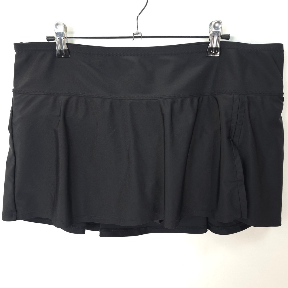 Ava & Viv Swim Skirt Women 16W/18W Ruffle Detail Black Classic Plus Size